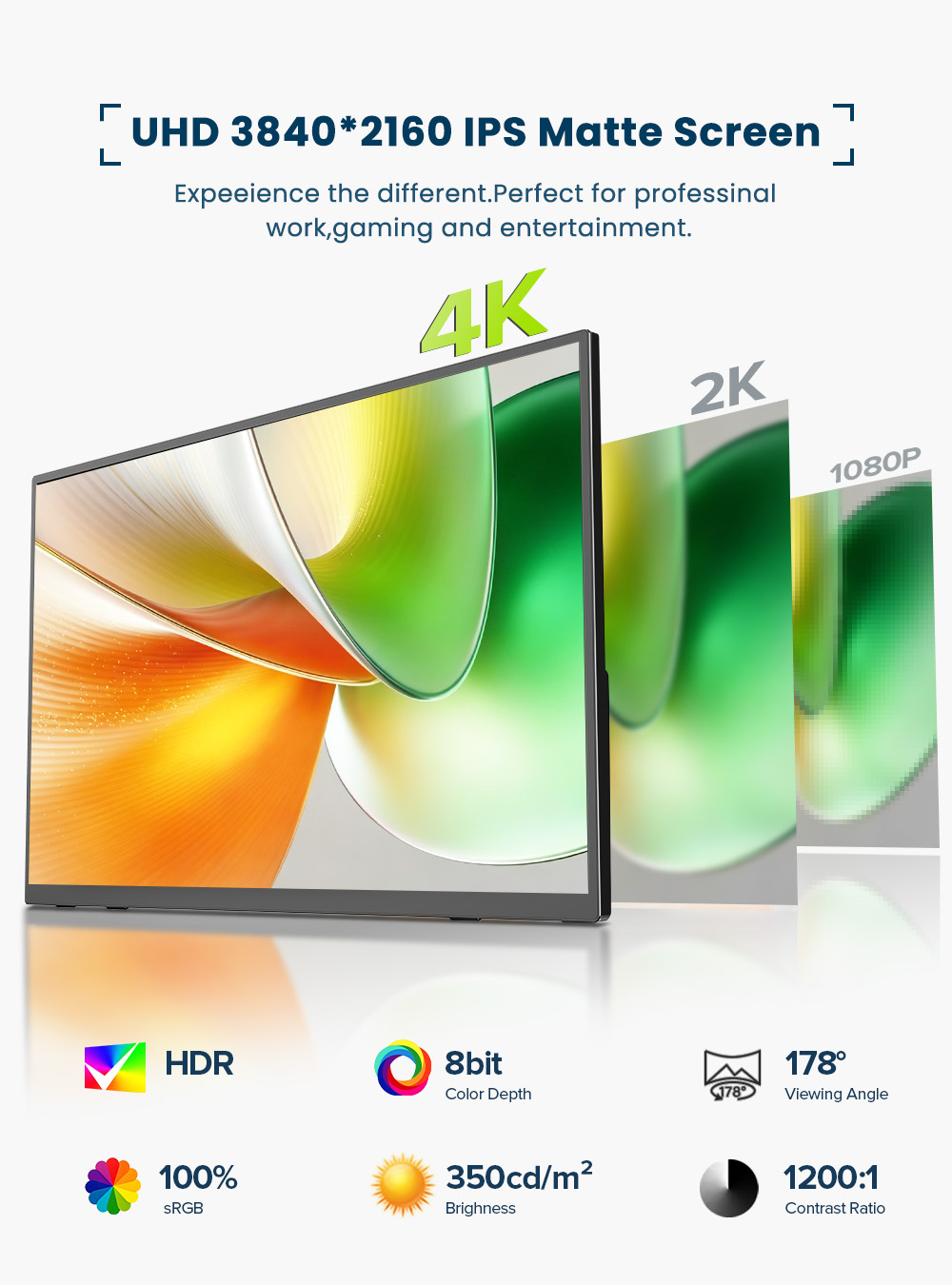 EVICIV 4K Portable Monitor 10- - Pc Gaming Gigabyte recension och pris